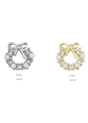 10pcs nail art zircon light luxury christmas garland explosive bow knot diamond three-dimensional pearl nail drill