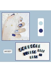 24pcs False Nails With Designs Nail Art Decoration Stickers Long Lasting Reusable Nail Tips Fake Nails Decals For Women DL