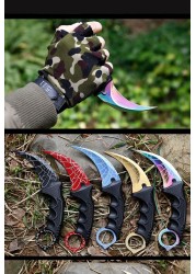 ريال مكافحة سترايك Karambit سكين شفرة مثبتة Lore غمد النمر الأسنان قوس قزح أدوات تكتيكية لحفظ الحياة أداة الصيد السكاكين