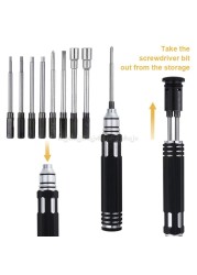 Steel 8 in 1 Screwdriver Set RC Repair Tool Kit Hexagon Socket for RC Car Drone Plane Hex Philips Screwdriver Socket Hexagonal N09 19