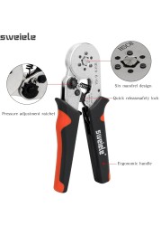 HSC8 6-4A Tubular End Crimping Pliers 0.25-10mm²/6-6A 0.25-6mm² Hand Tool Small Wire Installation Kit