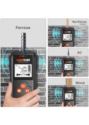 LOMVUM المعادن كاشف الخلفية الأسود AC الخشب مسمار مكتشف كابل أسلاك عمق تعقب Undeground Sturs جدار ماسحة LCD HD عرض