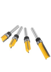 NXWIND 4pcs 1/4 Shank D1/2 Template Trim Pattern Router Bit Woodworking Milling Cutter for Flush Cleaning