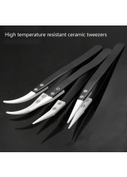 Ceramic tweezers head stainless steel handle anti-static high-temperature anti-corrosion repair tools