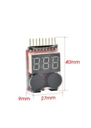 1PC 1-8S 2IN1 Lipo Li-ion Battery Tester Low Voltage Buzzer Alarm Testing Tool