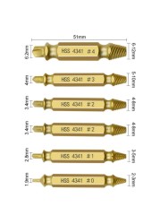 6 قطعة المسمار التالفة النازع سرعة لقمة ثقب أداة مجموعة كسر الترباس