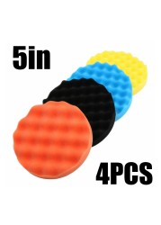 5 Pieces Buffing Pads Set 125mm/5inch Car Foam Drill Pad Polishing Sponge Wheel Set Kit Power Tool Car Polisher Accessories