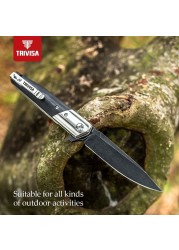 TRIVISA Folding Pocket Knife G10 Handle with Flipper 3.54" BOHLER K110  Blade Tactical Knives with Clip EDC Hunting Tool for Men