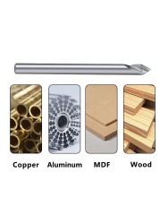 1 قطعة 3.175 مللي متر عرقوب V شكل تلميح نحت القاطع 20/30/45/60 درجة الطحن القاطع التنغستن كربيد راوتر بت PCB 3D الحفر بت