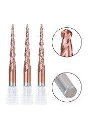 XCAN Ball Nose Tapered End Mills HRC62 Carbide CNC Carving Bits Engraving Router Bits R0.25-R2.0 Wood Metal Milling Cutter Endmill