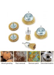 6pcs braided wire wheel cup brush set universal tool kit for electric drill rust removal stripping and abrasive