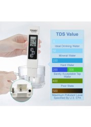 LCD digital display 3 in 1 pen type water quality tester TDS/EC/thermometer filter 0-9990 water purity purity monitor