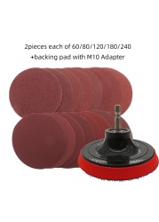 10pcs 4 inch sanding discs 100mm hook and loop sandpaper with backing pad M10 set for sanding and polishing furniture and wood metal
