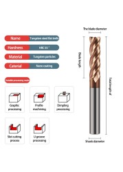 HRC55 Carbide End Mill 1 2 4 5 6 8 10 12mm 4Flutes Milling Cutter Iron Cutter CNC Maching CNC EndMill Milling Cutter