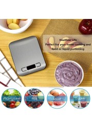 Digital Kitchen Scale 10kg/5000g 1g Multifunction Electronic Food Bread Gram Weight Scale Stainless Steel Backlit