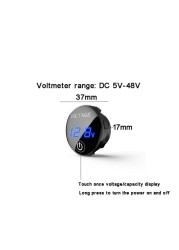 مقياس الجهد الرقمي للوحة LED ، 5V-48V DC ، للسيارة ، دراجة نارية ، سعة البطارية ، شاشة الفولتميتر مع مفتاح التشغيل/الإيقاف