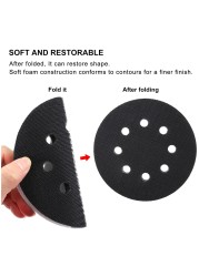 5pcs 5 inch 125mm 8 Holes Interface Hook and Loop Pad Soft Density Sponge Cushion Buffer Support Cushion for Sander Sanding Pad