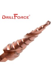 Drillforce M35 5% الكوبالت خطوة مثقاب الخشب HSSCO مخروط أداة معدنية ثقب القاطع 3-12/3-14/4-12/4-20/4-22/4-25/4-32/5-21/5-27/6-24 مللي متر