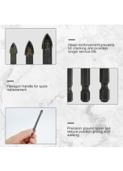 7pcs Triangle Drill Bit Set for Ceramic Cup Concrete Carbide Hole Opener Brick Alloy Steel Triangle Bit Tool 3/4/5/6/8/10/12mm