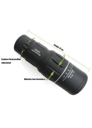 Durable 16X52 Dual Focus Monocular Telescope Zoom Binoculars 66m/8000m HD Scope with Optical Lens Strap/Rubber Outdoor Camp Tool