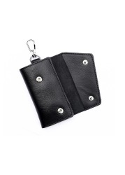 New Key Card Holder Wallet Genuine Leather Unisex Solid Key Wallet Organizer Bag Car Housekeeper Purse Card Holder