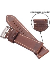 Watchbands Oil Wax Genuine Leather Strap 7 Colors Women Men Cowhide Watch Band 18mm 20mm 22mm 24mm Watch Accessories