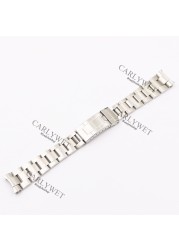 CARLYWET 20mm Solid Silver Curve End Screw Links Steel Watch Band Strap Old Fashioned Bracelet Strap for Vintage Submariners