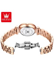 OLEVS Fashion Stainless Steel Solid Wristwatch For Women roma pon ila High Quality Waterproof Quartz Women Calendar Wristwatches