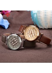 Julius Fashion Women's Japanese Quartz Watch With Check Board Leather Band Girls Birthday Gift Without Box