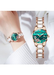 Luxury Women Watch Ceramic Strap Ladies Watch Japanese Movement Diamond Note Woman Wristwatch Gift for Wife Montre Femme