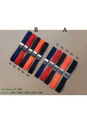 Basic 16mm, 18mm, 20mm, 22mm, 24mm 5 colors new silicone rubber watch strap band deployment buckle waterproof black watchband