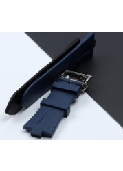 Quality 25mm-9mm Black Blue Soft Rubber Silicone Watches Band for Vacheron Constantin Strap VC Watchband Wristband Folding Buckle