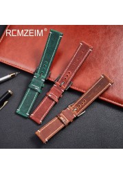 Remz Plaid - Genuine Leather Watch Band for Men and Women, Black, Blue, Gray, Brown, Cowhide, 18mm, 20mm, 22mm, 24mm