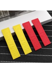 Silicone rubber watch band, 22mm, black, blue, red, yellow, stainless steel buckle for navitimer/avenger/Breitling strap