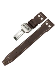 21mm 22mm High Quality Genuine Leather Rivets Watchband Fit For IWC Large Pilot Spitfire Gun Top Brown Black Cowhide Watch Strap