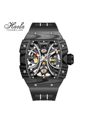 Haofa Men Automatic Mechanical Skeleton Luminous Sapphire Carbon Fiber Wrist Watches Luxury Mannen Horloge 1909 Men's Wristwatch