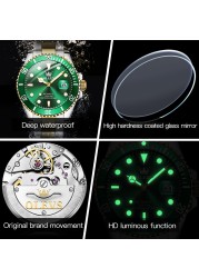 OLEVS Stainless Steel Strap Submarine Full Automatic Men's Watch Waterproof Business Automatic Mechanical Men's Wristwatch