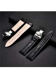 Grain Leather Watches With Stainless Steel Automatic Clasp Men's Watch Bracelet 18mm 20mm 22mm 24mm Gift Watch Box Straps