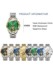 OUPINKE Automatic Men's Watches Mechanical Sapphire Glass Tourbillon Luxury Brand Wristwatch Waterproof relogio masculino 40