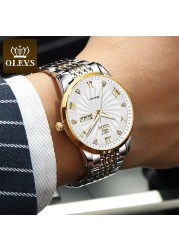 OLEVS Fashion Luxury Brand Automatic Mechanical Watch Lovers Watches Stainless Steel Waterproof Pair Ladies Watches relogio masculino