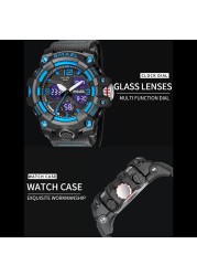 Sports Watch Military Watch Men Alarm Watch Stopwatch LED Backlight Digital Dual Time Display 8008 Men's Watches Waterproof