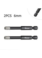 2pcs 6mm Hex Handle Vacuum Brazed Diamond Dry Drill Bits Hollow Saw Blade Cutter for Granite Ceramic Marble Glass