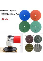 1/7pcs diamond polishing pads kit 4 inch 100mm wet/dry for granite stone concrete marble polishing use grinding discs set