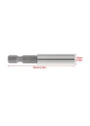 Screwdriver bits extension rod, 58mm hex shank, with magnetic positioning extension