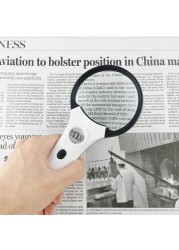 Handheld Magnifying Glass with Light 3X 45X LED Illuminated Lighted Magnifier 896B