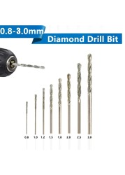 8pcs Diamond Coated Twist Drill Bit 0.8-3.0mm Gun Drill Bit for Glass Tile Stone Hole Cutter for Glass Jewelry Tile Stone