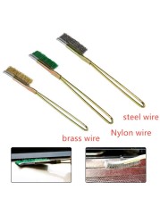 1pc Hard Copper Wire Nylon Brush Small Micro Brushes Rust Remover Paint Removal Metal Cleaning Polishing Burp Brush