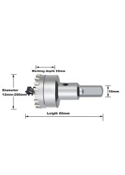 SANAI TCT-مثقاب للثقب ، طقم قطع خشب ، ألواح فولاذية ، سبائك حديد ، معدن ، فولاذ مقاوم للصدأ ، 12 - 200 مللي متر