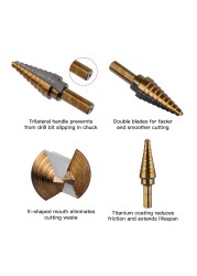 5 قطعة HSS 4241 الكوبالت متعددة ثقب خطوة مجموعة لقمة مثقاب أداة الحفر للمعادن الخشب خطوة مخروط الحفر لكمة لتحديد المواقع دقيقة