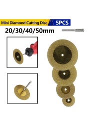 5pcs 20/30/40/50mm Diamond Cutting Discs + 1 Connecting Rod Dremel Accessories Abrasive Rotary Tool Metal Cutting